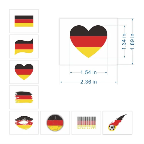 Miniatura 2 de 40 piezas de tatuajes temporales individuales de la bandera de Alemania para niños, fanáticos de la cara, calcomanías para adultos, accesorios