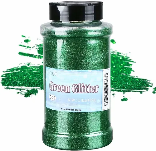 TORC Purpurina fina verde esmeralda, 1 libra, 16 onzas, polvo de purpurina navideña para vasos, resina y manualidades, slime cosmético, decoración