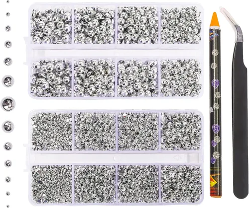 Miniatura 10 de 6540 PIEZAS Cuentas de Perlas de Resina de Color Mixto con Parte Posterior Plana, Tamaño Mixto de 5/64, 1/8, 5/32, 13/64, 3/16, 1/4, 3/8, 5/8 Mezcla