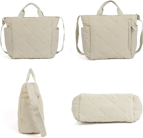 Miniatura 2 de Bolso de mano acolchado grande para mujer, ligero, acolchado, bolso de hombro acolchado, bolso cruzado acolchado de nailon