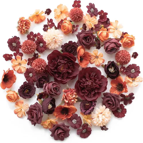 Miniatura 7 de Floroom Mini Cabezas de Flores Artificiales Salvia y Verde Oliva Peonía Falsa Margarita Rosa Multicolor Pequeñas Cabezas de Flores de Seda Sintética