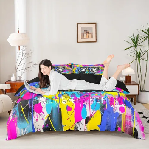 Miniatura 25 de Homewish Theater Cinema Poster Duvet Cover Set Twin Size,Retro Movie Bedding Sets 2Pcs for Kids Girls Boys Teens Room Decor,Popcorn Comforter Cover