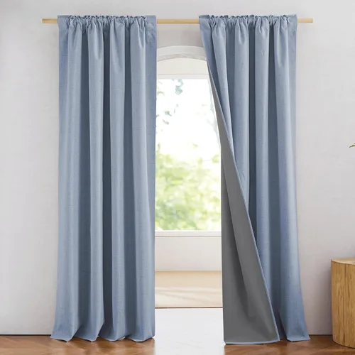 Miniatura 54 de NICETOWN Cortinas 100% opacas de 63 pulgadas de largo, 2 paneles de cortinas cortas con aislamiento térmico con forro para dormitorio, cortinas