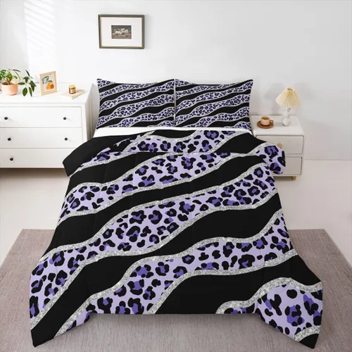Miniatura 9 de Erosebridal Juego de edredón con estampado de leopardo, juego de ropa de cama con estampado de guepardo, juego de ropa de cama y colecciones
