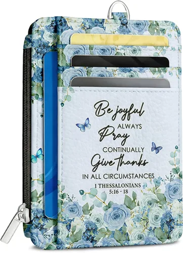 Miniatura 27 de Cartera delgada para mujer - Soporte para tarjetas de crédito con bloqueo RFID, cartera de piel sintética con ventana de identificación y bolsillo