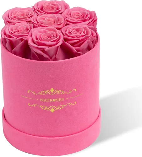 Miniatura 14 de NATROSES 7 piezas de rosas preservadas en una caja, flores preservadas para cumpleaños, regalos de flores para el Día de la Madre (negro)