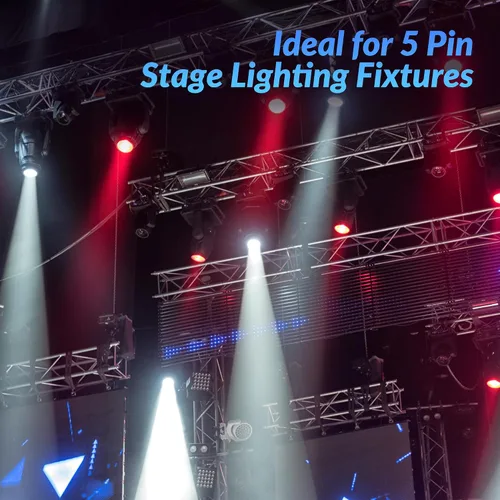 Miniatura 5 de Cable DMX de 5 pines de 15 pies, DMX512 XLR de 5 pines macho a hembra, transmisión de señal premium para iluminación de escenario, controlador