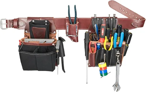 Occidental Leather Juego de bolsas de herramientas para electricista comercial, tamaño pequeño, 37 bolsillos y soportes para herramientas, fabricado