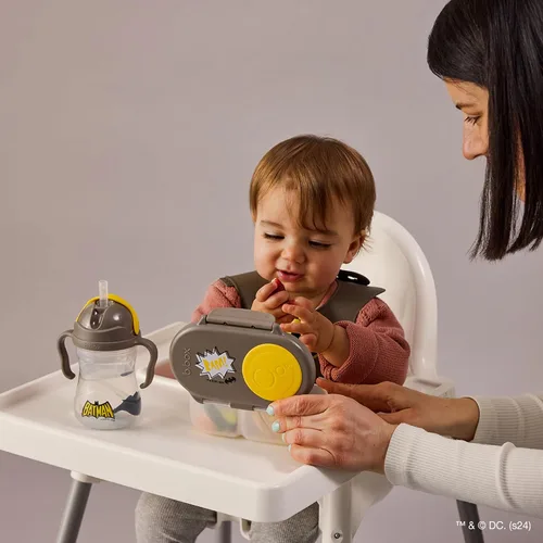 Miniatura 2 de b.box Batman Snack Box - Recipientes a prueba de fugas de 2 compartimentos para niños, mini caja Bento para niños y niños pequeños, contenedores