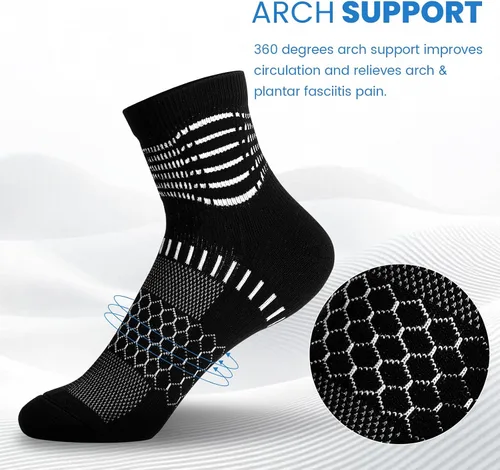 Miniatura 2 de IRAMY Calcetines de compresión de tobillo Coolmax para mujeres y hombres, calcetines que absorben la humedad, alivio de la fascitis plantar, 3/5
