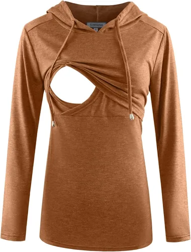 Miniatura 154 de GINKANA Sudadera con capucha para mujer, manga larga, lactancia materna, ropa casual