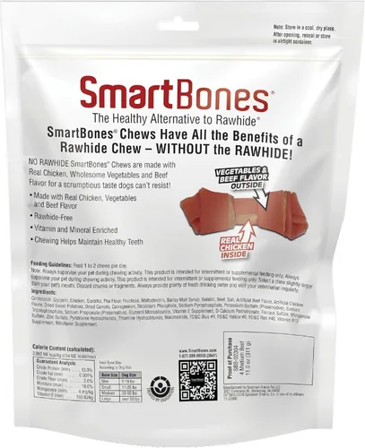 Miniatura 2 de SmartBones - Masticables medianos con carne de vacuno real, 4 unidades, sin piel cruda para perros