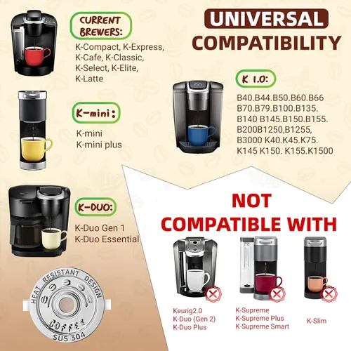 Miniatura 2 de Paquete de 2 cápsulas de café K reutilizables para Keurig 1.0: K Cups de acero inoxidable recargables - Filtros de café reutilizables para máquina