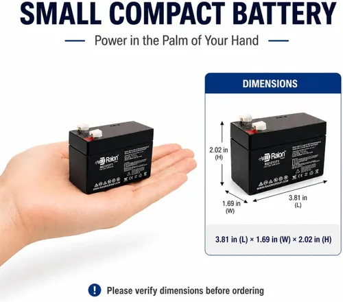 Miniatura 2 de Raion Power - Batería AGM SLA de 12 V 1.3 Ah, terminal F1 - Reemplazo para puertas de mascotas de alta tecnología, ML1.3-12, EXP1213, B3V1A