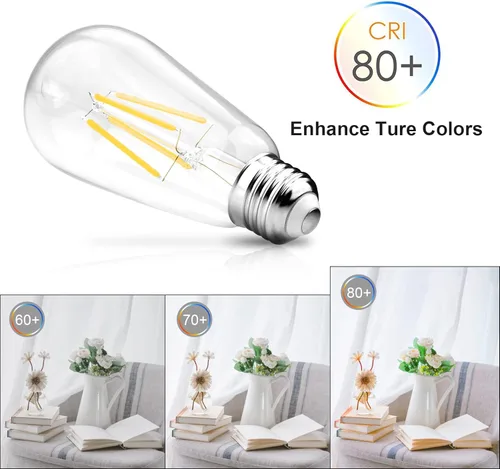 Miniatura 7 de Ascher – Bombillas LED regulables con diseño vintage, rosca Edison, 6 vatios equivalentes a 60 vatios, luz blanca fría brillante 4000K, CRI de 80+