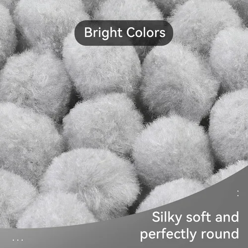 Miniatura 3 de MORFEN 150 Piezas Pompones, Pompones de Manualidades Gris Claro de 1 Pulgada, Bolas de Pompón Esponjosas, Pequeñas Bolas de Pompón para Artes DIY