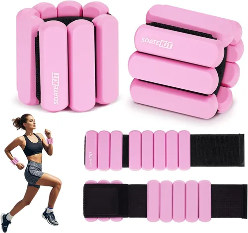 Pesas ajustables de muñeca y tobillo para mujeres y hombres, paquete de 2 (1 libra cada una), brazalete de silicona con peso para pilates, gimnasio,