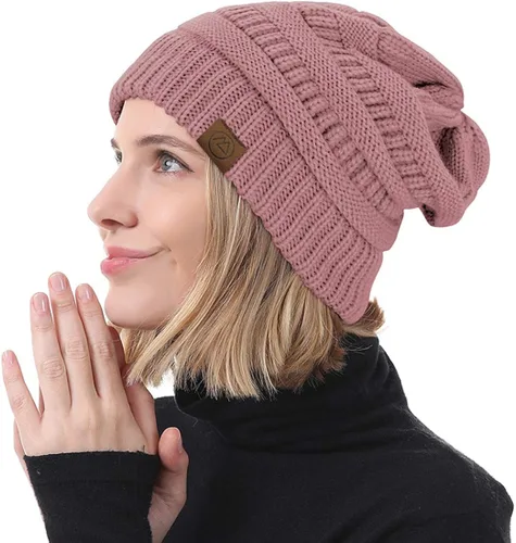 Miniatura 5 de Durio Gorros de invierno para mujer, gorro de punto trenzado, gorro de invierno grueso para mujer