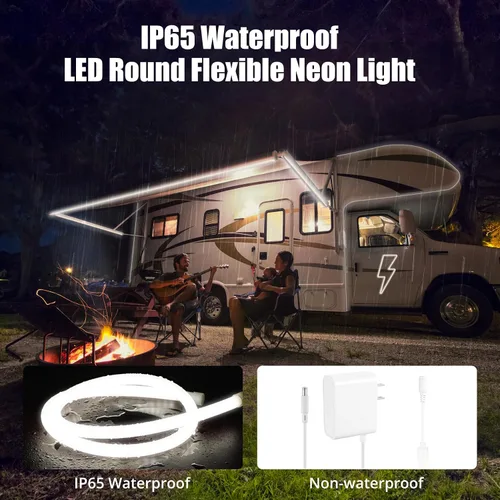 Miniatura 4 de Cuerda de luz LED de neón de 360°, tubo redondo de 3.28 pies, 6500 K, tira de luces LED blancas de iluminación de 360 grados, IP65, impermeable
