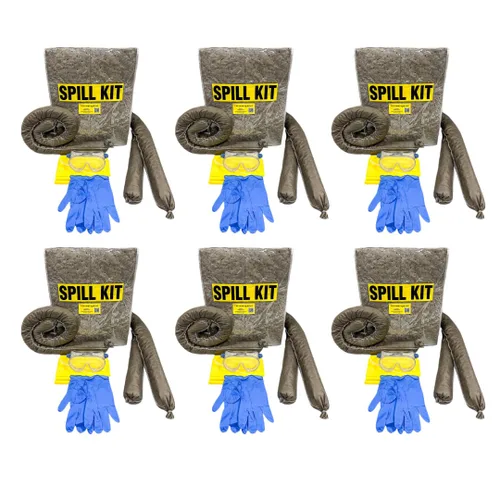 Miniatura 10 de Kit universal contra derrames – Bolsa portátil grande de respuesta rápida – 20 almohadillas absorbentes universales y 3 calcetines absorbentes +
