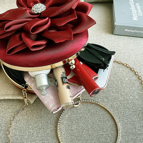 Miniatura 6 de Buddy - Bolso de mano de satén suave para mujer, con forma de rosa, para boda, fiesta