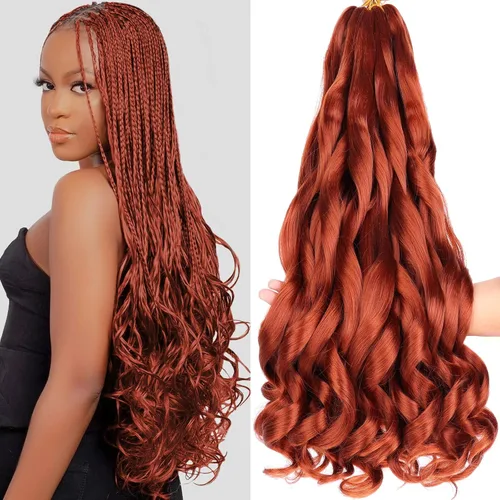 Miniatura 67 de COOKOO 9 paquetes de cabello rizado francés trenzado de 18 pulgadas, suave y flexible, cabello trenzado de alta calidad, rizos franceses, extensión