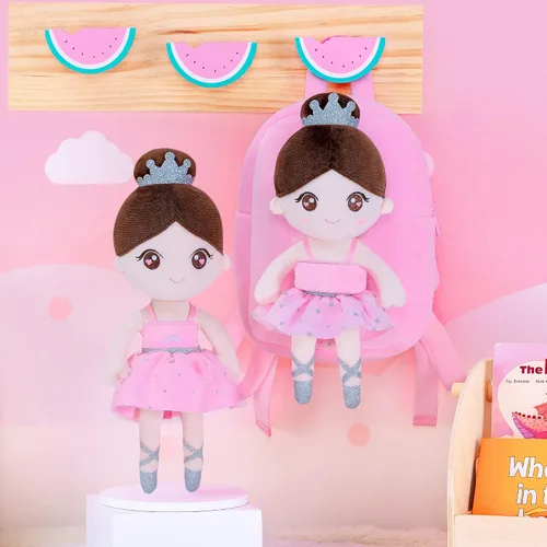 Miniatura 9 de Gloveleya Mochila para niñas pequeñas con suave muñeca bailarina rosa a partir de 2 años
