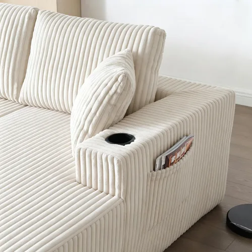 Miniatura 3 de Sofá cama modular de 124 pulgadas, sofá de nube sin hueso para sala de estar, sofá de 5 asientos en forma de U con 2 bolsillos de almacenamiento y 2