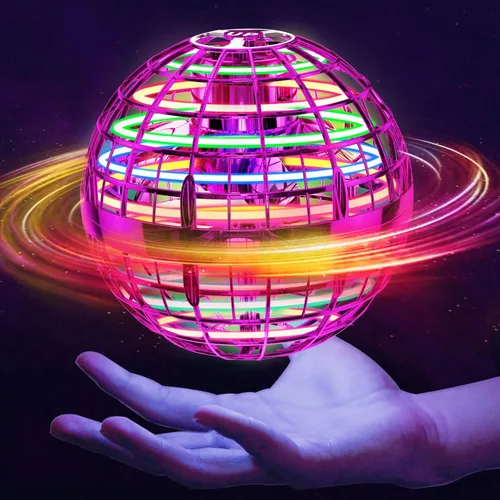 Ivtivfu Bola de orbe voladora (rosa, 2025 actualizada) con luces deslumbrantes, giratorio mágico flotante, dron boomerang, globo cósmico flotante,