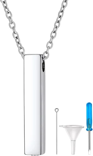 Miniatura 38 de Richsteel Collares de urna para cenizas para mujeres y hombres, collar con colgante de cremación para cenizas, joyería conmemorativa de acero