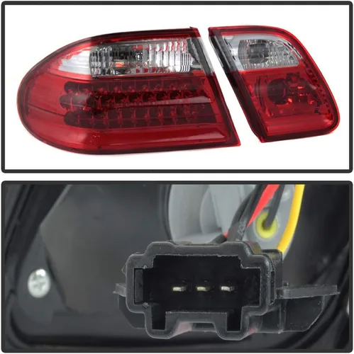 Miniatura 6 de ACANII - Para 1996-2002 Mercede-Benz W210 E300 E320 E430 E55 Luces traseras LED transparentes rojas Juego de lámparas de freno izquierda y derecha