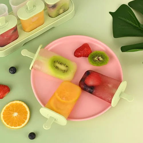 Miniatura 3 de WMKGG Juego de moldes para paletas, 6 moldes para paletas de hielo, molde de helado casero con palos, máquina para hacer paletas (verde)