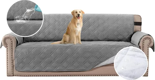 Miniatura 10 de H.VERSAILTEX Funda de sofá 100% impermeable, lavable, antideslizante, para 3 cojines, protector de muebles para mascotas, fundas de sofá