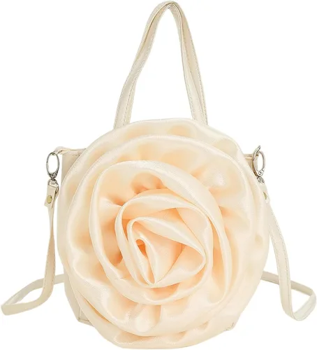 Bolso de noche para mujer, formal, de satén, rosa, floral, con pétalos, boda, graduación, fiesta, bolsa de novia con asa