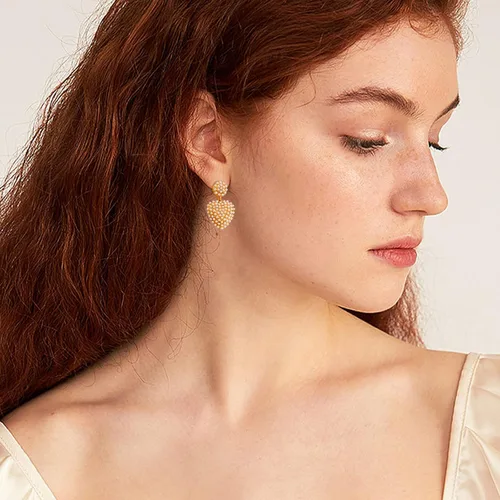 Miniatura 5 de Pendientes de perlas elegantes para mujer, aretes de perlas geométricas, aretes colgantes de perlas, regalos de joyería
