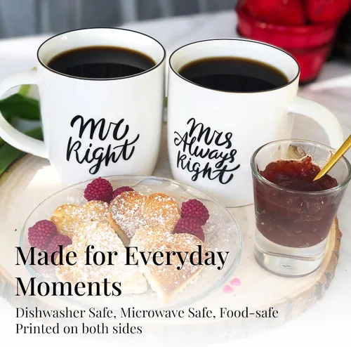 Miniatura 4 de Triple Gifffted Mr Right Mrs Always Right - Tazas de café, ideas de regalos para parejas, aniversario de boda, compromiso, Navidad, para él