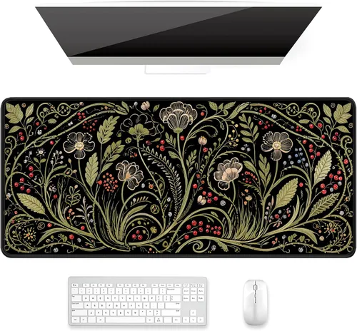 Miniatura 25 de Auhoahsil Alfombrilla grande para mouse, tamaño XXL, extendida de 35 x 15 pulgadas, base de goma antideslizante, bordes cosidos, superficie 03