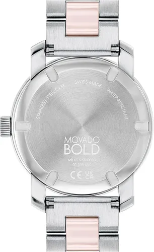 Miniatura 3 de Movado - Reloj de cuarzo suizo de cerámica para mujer pulsera de eslabones de acero inoxidable dos tonos