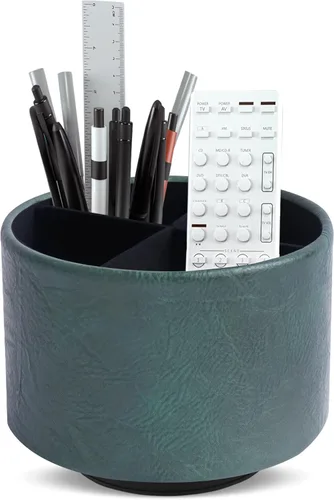 Miniatura 74 de Organizador Redondo de Cuero para Suministros de Arte, Soporte para Control Remoto, Rotación de 360 Grados, Soporte Multifuncional para Lápices