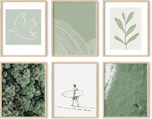 Miniatura 57 de HAUS AND HUES Arte abstracto para pared, juego de 6 arte moderno japonés para pared, decoración de pared estética, póster de mariposa y luna, obra