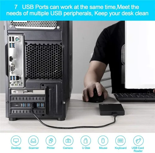 Miniatura 4 de PCIE - Tarjeta de expansión USB 3.0, 7 puertos (5X tipo A y 2 USB C) Tarjeta PCIe Super Speed PCI Express USB3 Hub Controller Adaptador para Windows