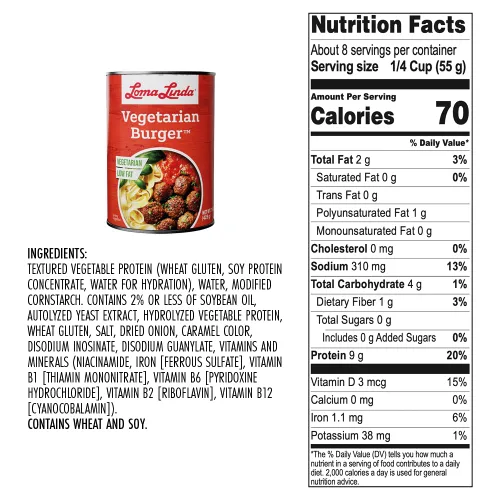 Miniatura 2 de Loma Linda - Carnes a base de plantas (hamburguesa vegetariana (15 oz.), paquete de 3