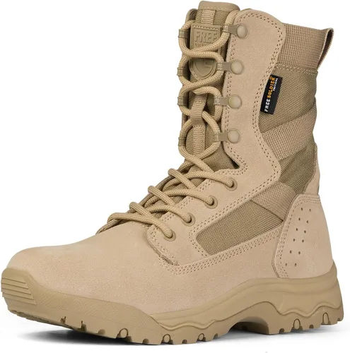 Miniatura 9 de FREE SOLDIER - Botas tácticas para hombre, botas de combate ligeras de 8 pulgadas, botas de trabajo militar de cuero de ante duradero, bota