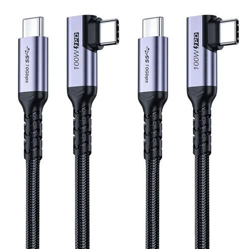 Miniatura 9 de Cable USB C corto de 100W 3.1 ángulo recto [1.5 pies, 2 paquetes], carga rápida de 5A, cables con chip E-Marker de datos de alta velocidad 10Gbps