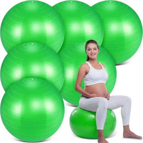 Miniatura 11 de Hungdao Paquete de 6 pelotas de ejercicio inflables a granel para embarazo y entrenamiento, pelota de pilates de 22 pulgadas para yoga