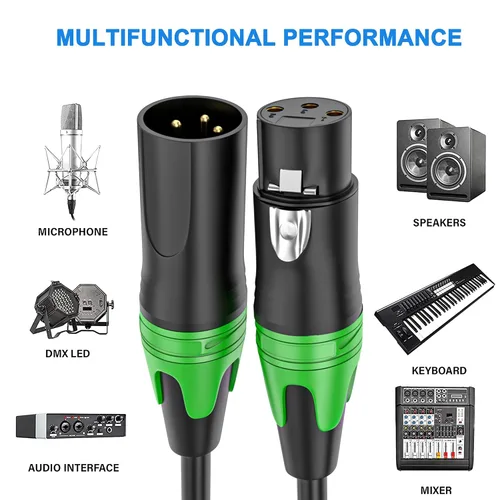 Miniatura 16 de LanSenSu 1 micrófono divisor XLR Y macho a 2 hembras, XLR hembra de 3 pines a doble XLR macho Y-Splitter Cables de audio de micrófono equilibrado