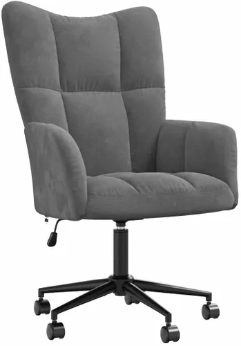 Miniatura 3 de Velvet Swivel Office Chair, Charcoal Grey Adjustable Height Desk Chair with Padded Arms, Comfortable Home Work Chair for Small Spaces, Sturdy Metal