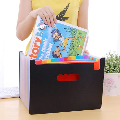 Miniatura 3 de Organizador de archivos de acordeón, carpeta de archivos expandible de 13/24 bolsillos con envoltura de borde de tela, caja de archivo portátil