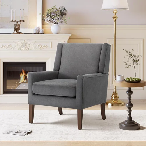 Miniatura 18 de Sillas de acento para sala de estar, sillas de sala de estar de madera y tela de mediados de siglo, sillón con brazos, sillas auxiliares para sala