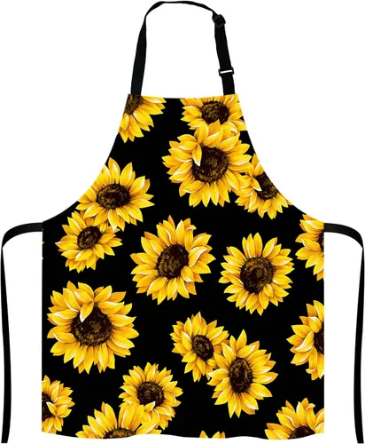 Miniatura 12 de Delantal con diseño de pájaros y flores y mariposas con cuello ajustable para hombres y mujeres, adecuado para el hogar, cocina, camarera, chef